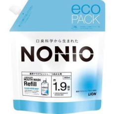  LION Ежедневный зубной ополаскиватель "Nonio" с длительной защитой от неприятного запаха (аромат трав и мяты) 950 мл, сменная упаковка с крышкой, фото 1 