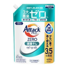  KAO Жидкое средство для стирки "Attack ZERO" (суперконцентрат, с защитой от неприятных запахов при сушке в помещении) 1070 г, сменная упаковка с крышкой, фото 1 