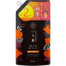  KRACIE Ichikami Double Moisturizing Care Conditioner Кондиционер для интенсивного увлажнения поврежденных волос, с ароматом абрикоса и цветущей горной вишни, сменная упаковка с крышкой 660г., фото 1 