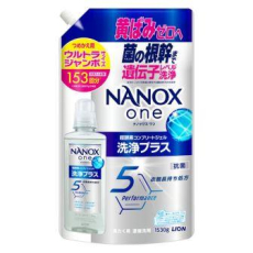  LION Концентрированное жидкое средство NANOX one для стирки с «супер-энзимами» для удаления стойких загрязнений, запахов и предотвращения пожелтения вещей, с легким ароматом цитрусового мыла, сменка 1530г, фото 1 