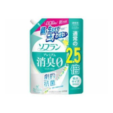  LION Кондиционер для белья Soflan Premium Fresh Green Aroma с антибактериальным и дезодорирующим эффектом, с ароматом свежей зелени и фруктов, мягкая упаковка с крышкой 950мл. 1/6, фото 1 