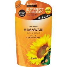  KRACIE Dear Beaute Himawari Rich & Repair Кондиционер с растительным комплексом для поврежденных волос, с цветочным ароматом и нотками черной смородины и грейпфрута, сменная упаковка 360г., фото 1 