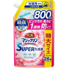  KAO Чистящее средство для ванной комнаты Bath Magiclean Super Foam Cleaner с антибактериальным эффектом аромат роз запаска 800мл., фото 1 
