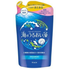  KRACIE Umi No Uruoiso Moisture Care Увлажняющий шампунь для волос с экстрактами морских водорослей, с освежающим цветочно-морским ароматом, сменная упаковка 400мл., фото 1 