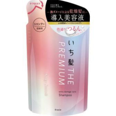 KRACIE Ichikami The Premium Silky Smooth Shampoo Восстанавливающий шампунь для гладких, шелковистых волос, с глубоким ароматом цветущей вишни, сменная упаковка 340мл., фото 3 