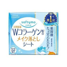  KOSE Влажные салфетки "Softymo" для снятия макияжа придающие упругость коже с W-коллагеном 52 шт., сменная фольгированная упаковка, фото 1 