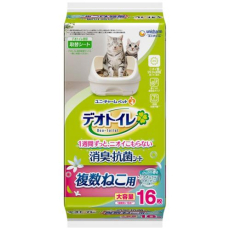  UNICHARM Пеленки для системного туалета Deo-Toilet для 2-ух и более кошек с ароматом цветов 16шт, фото 1 