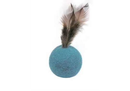  JoyPet игрушка для кошек Мяч из овечьей шерсти с перьями птицы, фото 2 