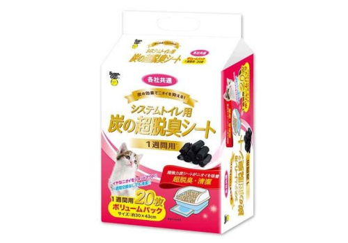  Super Cat Premium Салфетка еженедельная для кошачьего туалета Unicharm антибактериальная с древесным углем 20шт (дефект упаковки), фото 1 