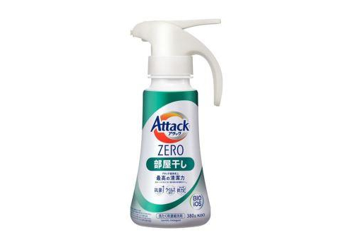  KAO Attack Zero One Hand Type Жидкое средство для стирки суперконцентрированное, антибактериальное, для сушки белья в помещении, с легким ароматом морского бриза, флакон с дозатором 380г., фото 1 