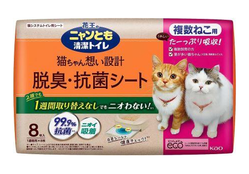 ST Пеленки для системного туалета Nyantomo антибактериальные для 2-ух и более кошек 8шт, фото 1 