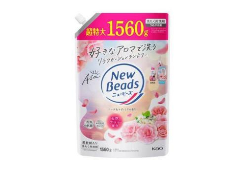  KAO New Beads Asa Жидкое средство для стирки с ароматом розы и магнолии, сменная упаковка с крышкой 1560г., фото 1 