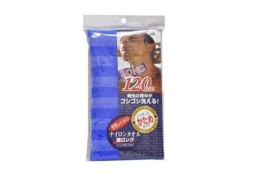  OHE Nylon Towel Super Long Мужская удлиненная мочалка для тела сверхжесткая, синяя, размер 28Х120см., фото 1 