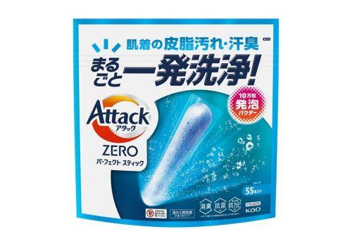  KAO Attack Zero Perfect Stick Стиральный порошок в стиках, с антибактериальным эффектом и ароматом свежей зелени, 55 стиков, фото 1 