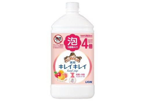  LION KireiKirei Fruit Mix Мыло-пенка для рук с ароматом фруктового микса, запасной флакон с крышкой 800мл., фото 2 