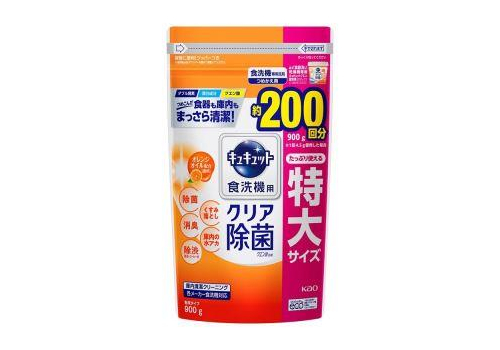 KAO Cucute For Dishwasher Citric Acid Effect Порошок для посудомоечных машин с лимонной кислотой и апельсиновым маслом, мягкая zip-упаковка, 900г., фото 3 