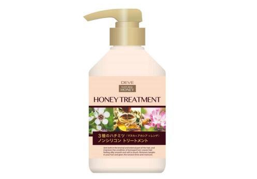  KUMANO YUSHI Deve 3 Honey Восстанавливающий бальзам-ополаскиватель для волос, с 3 видами мёда и натуральными маслами, с ароматом медовой розы, 450мл., фото 1 