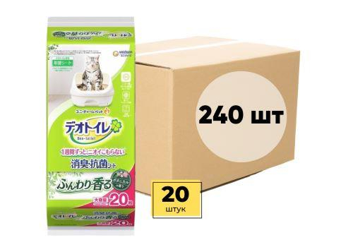  UNICHARM Пеленки для системного туалета Deo-Toilet антибактериальные с растительным ароматом кор 12 уп*20шт, фото 2 
