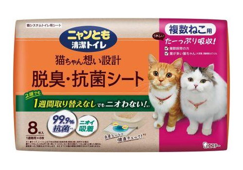  ST Пеленки для системного туалета Nyantomo антибактериальные для 2-ух и более кошек 8шт, фото 1 
