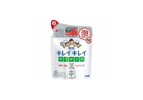  LION KireiKirei Kitchen Кухонное антибактериальное мыло-пенка для рук, с маслом цитрусовых, мягкая упаковка, 180мл., фото 1 