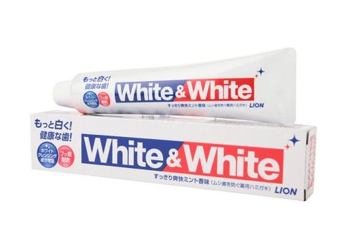  LION Отбеливающая зубная паста с кальцием и фтором Мятная "White&White" (в коробке) 150г, фото 1 