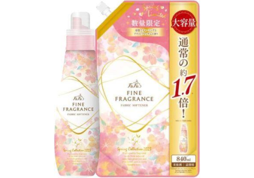  NS FAFA JAPAN Парфюмированный кондиционер-ополаскиватель для белья  Fine Fragrance Spring Collection, (Лимитированный выпуск) с ароматом цветущей сакуры и нотками жасмина и фиалки, сменная упаковка с крышкой 840мл. 1/12, фото 2 