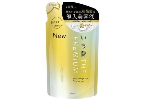  KRACIE Ichikami The Premium Shiny Moist Shampoo Восстанавливающий и увлажняющий шампунь для волос, с глубоким ароматом цветущей вишни, сменная упаковка 340мл., фото 1 
