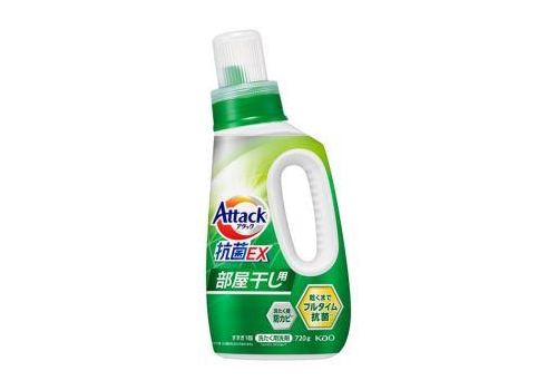  KAO Attack Antibacterial EX Жидкое средство для стирки, для сушки белья в помещении, с антибактериальным эффектом и ароматом свежей зелени, 720г., фото 1 