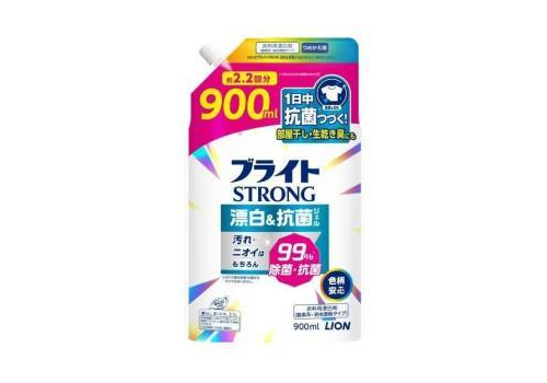  LION Bright Strong Кислородный гель-отбеливатель для стойких загрязнений, с антибактериальным эффектом, сменная упаковка с крышкой 900мл., фото 1 
