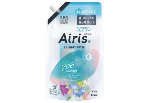 LION Прозрачный кондиционер для белья "Soflan Airis" с воздушным ароматом «Poolside» (мужской аромат) 850 мл, мягкая упаковка с крышкой, фото 1   LION Прозрачный кондиционер для белья "Soflan Airis" с воздушным ароматом «Poolside» (мужской аромат) 850 мл, мягкая упаковка с крышкой, фото 1
