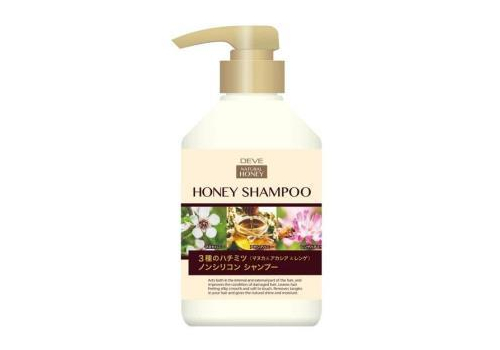  KUMANO YUSHI Deve 3 Honey Восстанавливающий шампунь для волос, с 3 видами мёда и натуральными маслами, с ароматом медовой розы, 450мл., фото 1 