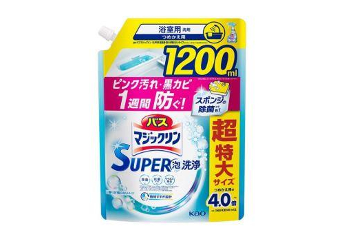 KAO Чистящее средство для ванной комнаты Magiclean Super Foam с антибактериальным эффектом без аромата запаска 1200мл., фото 1 