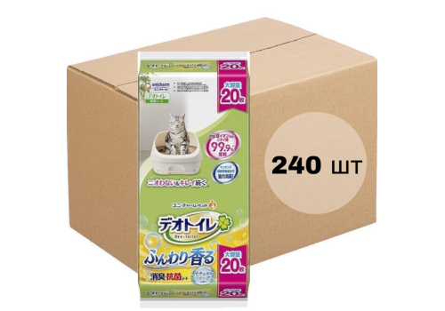 UNICHARM Пеленки для системного туалета Deo-Toilet антибактериальные с ароматом душистого мыла 20шт х 12уп, фото 1 