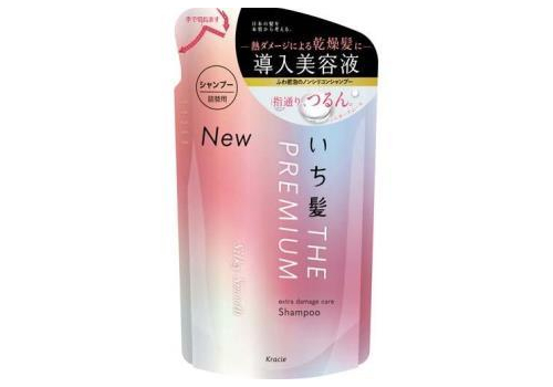  KRACIE Ichikami The Premium Silky Smooth Shampoo Восстанавливающий шампунь для гладких, шелковистых волос, с глубоким ароматом цветущей вишни, сменная упаковка 340мл., фото 1 