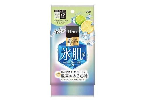  LION Салфетки дезодорант Ban Premium Япония влажные от пота и запаха с пудрой охлаждающие цветущий цитрус 30 шт, фото 1 