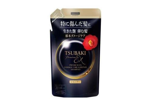  SHISEIDO Tsubaki Premium EX Damage & Repair Шампунь для волос интенсивно восстанавливающий, с маслом камелии, с ароматом камелии и цветов, сменная упаковка 300мл., фото 1 