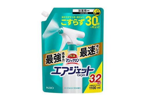  KAO Антибактериальное и дезодорирующее средство экспресс-действия для ванной комнаты Bath Magiclean Air Jet Herbal Citrus с функцией длительного распыления с ароматом трав и цитрусов запаска 1100мл., фото 1 