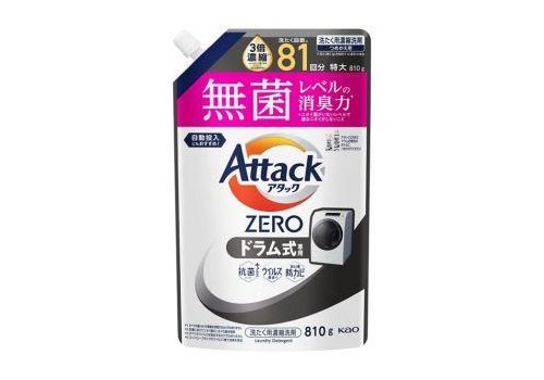  KAO Жидкое средство для стирки "Attack ZERO" суперконцентрат, с защитой от повторного оседания грязи при стирке запаска 810 г., фото 1 