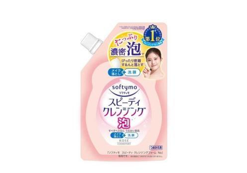  KOSE Пенка быстрого действия "Softymo Speedy" для снятия стойкого макияжа, глубокого очищения и умывания (разглаживающая) 170 мл, сменная упаковка с крышкой, фото 1 