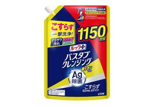  LION Чистящее средство для ванной комнаты Look Plus Bathtub Cleansing Silver Ion Plus быстрого действия с ионами серебра, с цитрусовым ароматом, сменная упаковка, 1150мл., фото 1 