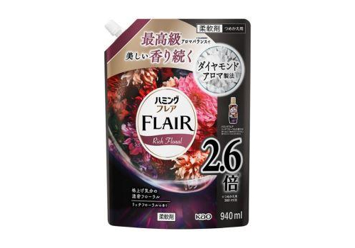  KAO Flair Rich Floral Кондиционер-смягчитель для белья с богатым цветочно-фруктовым ароматом, сменная упаковка с крышкой 940мл., фото 1 