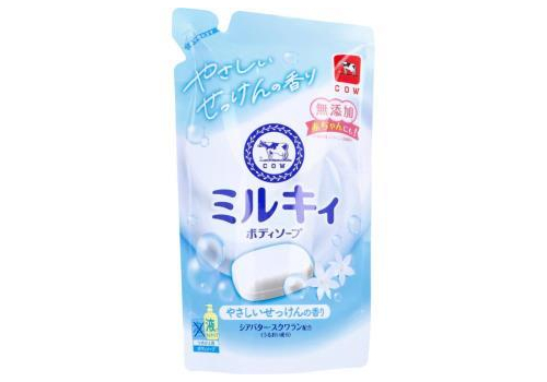  COW Жидкое молочное мыло для тела c маслом ши и скваланом Milky с ароматом цветочного мыла и пудровыми нотками, сменная упаковка, 360мл., фото 1 