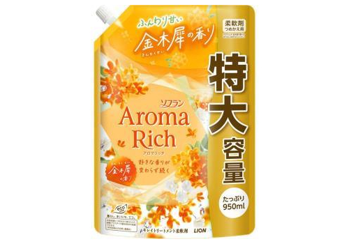  LION Кондиционер-ополаскиватель Aroma Rich Osmanthus для белья 950мл., фото 1 