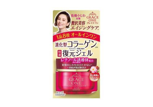  Крем для ухода за зрелой кожей лица Grace One Perfect Gel Cream EX, многофункциональный гелевый, увлажняющий и повышающий упругость кожи, KOSE, 100г, фото 1 