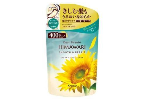  KRACIE Dear Beaute Himawari Smooth & Repair Кондиционер с растительным комплексом для восстановления и гладкости волос, с цветочным ароматом и нотками цитрусов, личи и черной смородины, сменная упаковка 400г., фото 1 