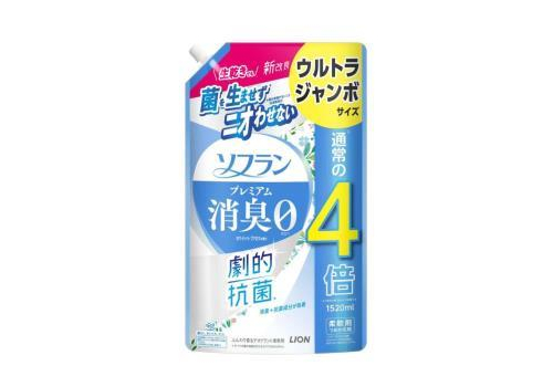  LION Кондиционер для белья Soflan Premium White Herb Aroma с антибактериальным и дезодорирующим эффектом, с ароматом цветущего луга, 1520мл запаска, фото 1 