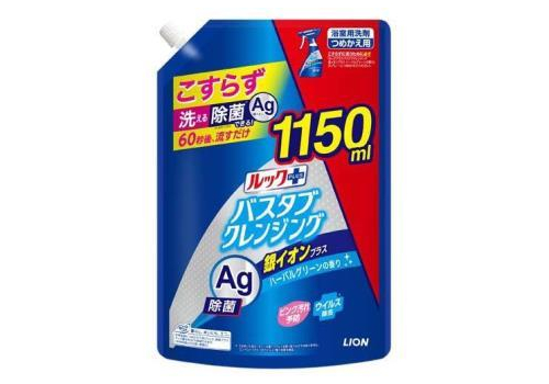  LION Чистящее средство для ванной комнаты "Look Plus" быстрого действия аромат трав и мяты + ионы серебра 1150 мл, мягкая упаковка с крышкой, фото 2 