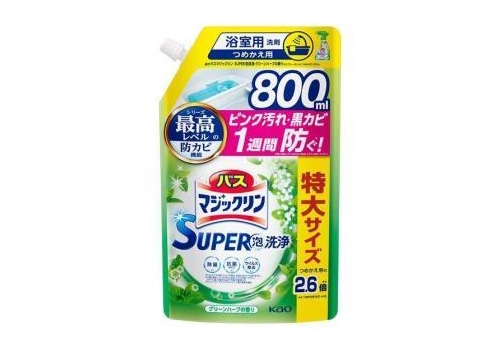  KAO Чистящее средство для ванной комнаты Magiclean Super Foam с антибактериальным эффектом аромат трав запаска 800мл., фото 1 