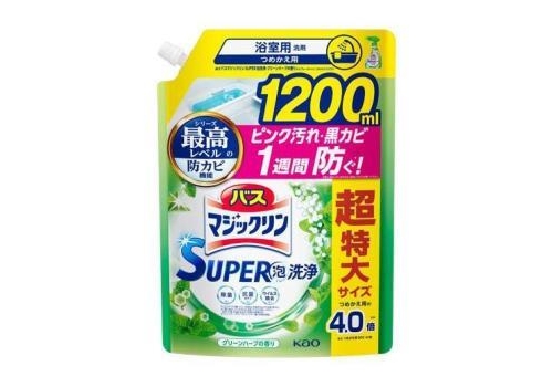  KAO Чистящее средство для ванной комнаты Magiclean Super Foam с антибактериальным эффектом аромат трав запаска 1200мл., фото 1 