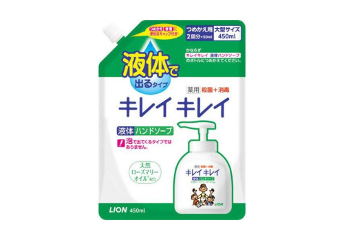  LION Жидкое мыло для рук "KireiKirei" с антибактериальным эффектом с маслом розмарина для всей семьи с фруктово-цитрусовым ароматом 450 мл, мягкая упаковка с крышкой, фото 1 